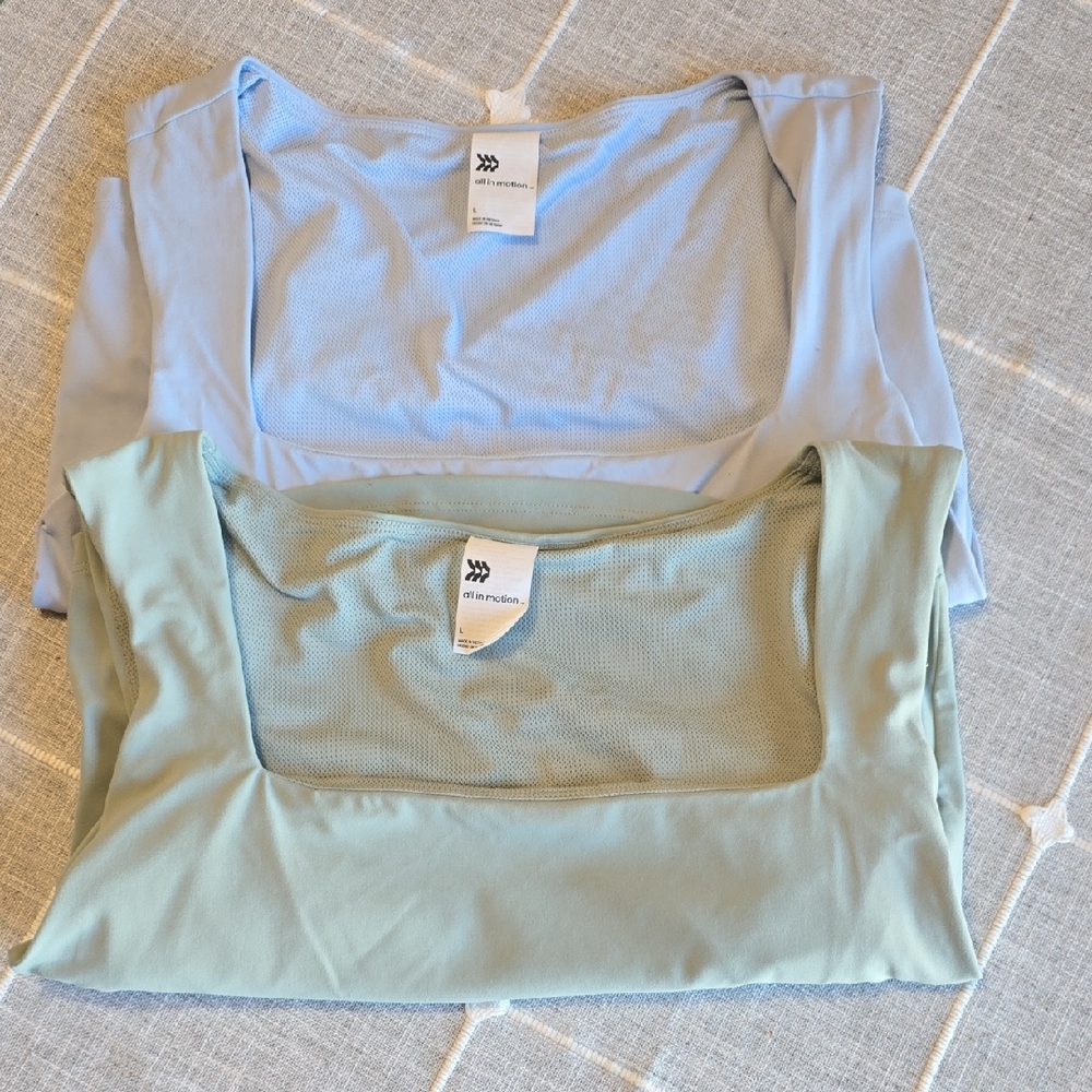 All In Motion Women's Light Blue and Mint Workout Tops. Size Large. Worn Once!